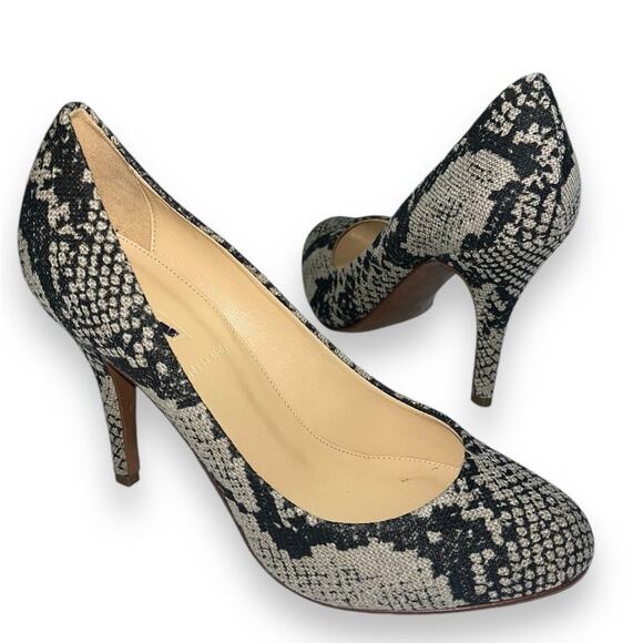 J. Crew Shoes - J Crew $248 Mona Snakeskin Linen Round Toe Pumps Heels | Womens 7 NEW!